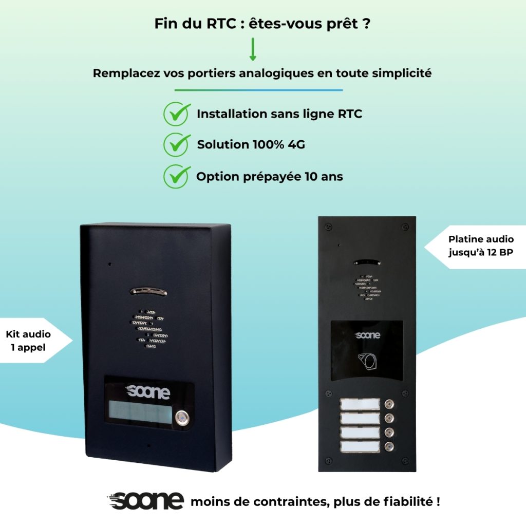 Portier 4G Soone PGA remplacement portier analogique Interphone 4G Soone KAS sans ligne RTC
